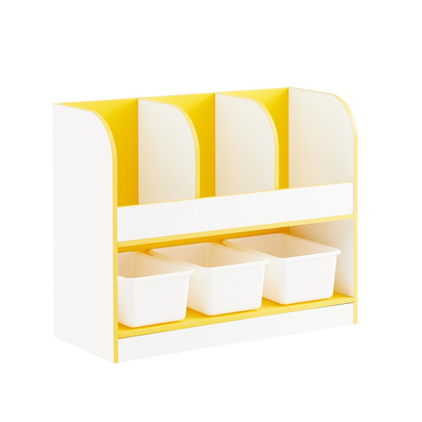 SoBuy Regał dziecięcy z 3 półkami Żółty 70x30x58cm Funkcjonalny KMB107-G 818517
