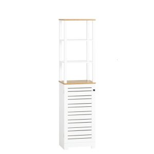SoBuy Słupek łazienkowy z 1 drzwiami Biały 40x30x160cm Rustykalny BZR43-W 816101