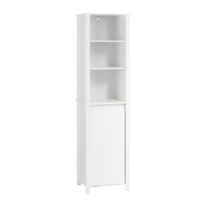 SoBuy Słupek łazienkowy z 1 drzwiami Biały 45x35x170cm Nowoczesny BZR102-W 813576