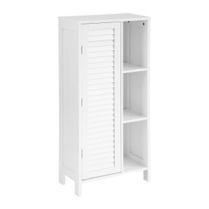 SoBuy Słupek łazienkowy z 1 drzwiami Biały 48x24x96cm Rustykalny BZR39-W 816092 SoBuy Słupek łazienkowy z 1 drzwiami Biały 48x24x96cm Rustykalny BZR39-W 816092