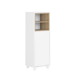 SoBuy Słupek łazienkowy z jedną drzwiczką Biały 35x32x105cm BZR146-W 902767