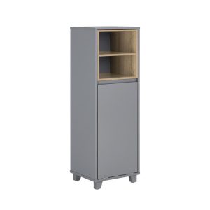 SoBuy Słupek łazienkowy z jedną drzwiczką Szary 35x30x105cm BZR146-DG 902765