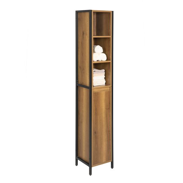 SoBuy Słupek łazienkowy z jedną szufladą Ciemnobrązowy 30x28x168cm BZR62-PF 816095