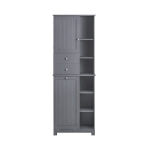 SoBuy Słupek łazienkowy z jedną szufladą Ciemnoszary 60x38x170cm BZR104-DG 813559