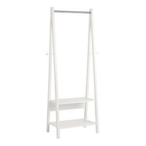 SoBuy Stojący wieszak z 2 półkami Biały 78x39x180cm Nowoczesny FRG59-W 816076 SoBuy Stojący wieszak z 2 półkami Biały 78x39x180cm Nowoczesny FRG59-W 816076