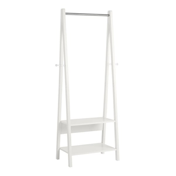 SoBuy Stojący wieszak z 2 półkami Biały 78x39x180cm Nowoczesny FRG59-W 816076