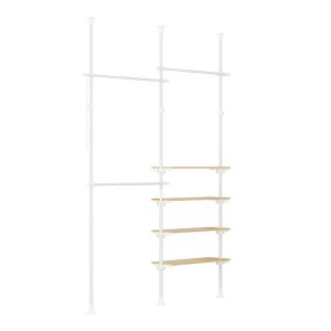 SoBuy Stojak na ubrania z 4 półkami Biały 198x24x214cm KLS17-NW 816081 SoBuy Stojak na ubrania z 4 półkami Biały 198x24x214cm KLS17-NW 816081
