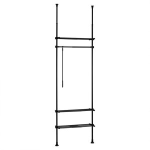SoBuy Stojak na ubrania z półką Czarny 80x27x300cm Funkcjonalny KLS07-SCH 816088 SoBuy Stojak na ubrania z półką Czarny 80x27x300cm Funkcjonalny KLS07-SCH 816088