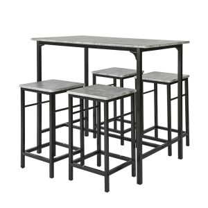 SoBuy stół barowy z 4 stołkami Jasnoszary OGT11-HG 902717 SoBuy stół barowy z 4 stołkami Jasnoszary OGT11-HG 902717