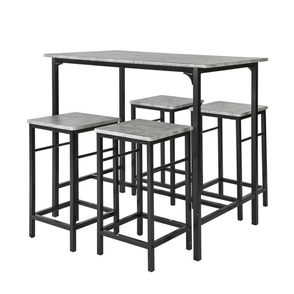SoBuy stół barowy z 4 stołkami Jasnoszary OGT11-HG 902717