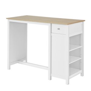 SoBuy Stół barowy z szufladą Biały/Drewno 120x55x90cm FWT64-WN 1072563 SoBuy Stół barowy z szufladą Biały/Drewno 120x55x90cm FWT64-WN 1072563