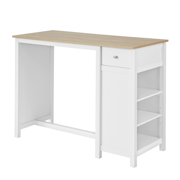 SoBuy Stół barowy z szufladą Biały/Drewno 120x55x90cm FWT64-WN 1072563