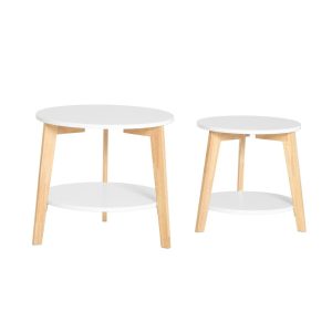 SoBuy Stolik kawowy 2 sztuki Biały 50x50x45cm Nowoczesny FBT75-W 813623 SoBuy Stolik kawowy 2 sztuki Biały 50x50x45cm Nowoczesny FBT75-W 813623