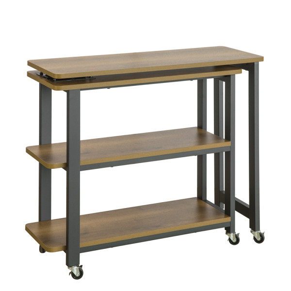 SoBuy Stolik kawowy z trzema półkami Ciemnobrązowy 132.5x30x68.5cm FWT83-PF 811791