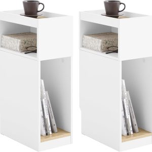 SoBuy Stolik nocny z 2 półkami Biały/Brązowy 35x20x60cm FBT171-WNx2 1073293 SoBuy Stolik nocny z 2 półkami Biały/Brązowy 35x20x60cm FBT171-WNx2 1073293