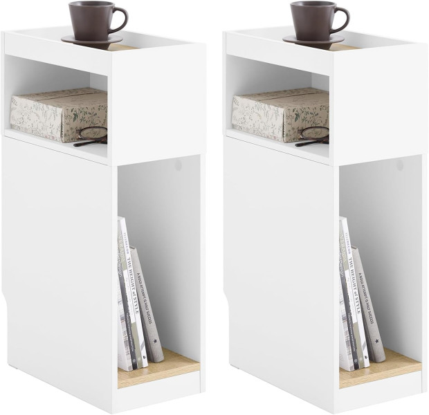 SoBuy Stolik nocny z 2 półkami Biały/Brązowy 35x20x60cm FBT171-WNx2 1073293