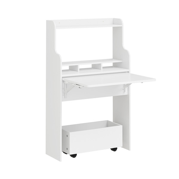 SoBuy Stolik ścienny składany z szufladą Biały 61,5x25x100,6 cm FWT105-II-W 1073476