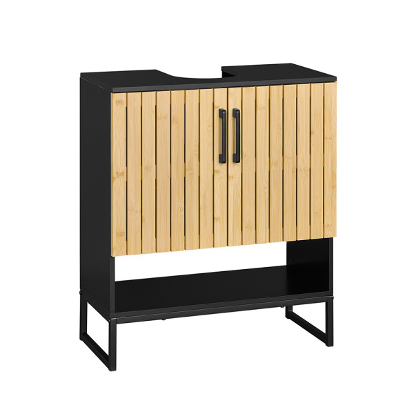 SoBuy Szafka łazienkowa pod umywalkę Bambus/Czarny 60x30x70cm BZR202-SCH 1073159