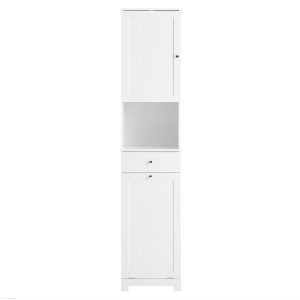 SoBuy Szafka łazienkowa z szufladą Biały 40x38x180cm BZR216-W 1073674