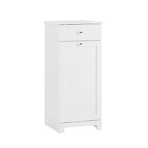 SoBuy Szafka łazienkowa z szufladą i koszem Biały 38x40x91cm BZR21-II-W 969603