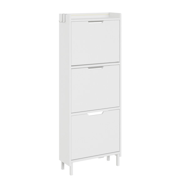 SoBuy Szafka na buty z 3 drzwiami Biały 50x19x131cm FSR151-H-E-W 1038914