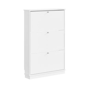 SoBuy Szafka na buty z 3 klapkami Biały 76x18x113cm FSR215-W 1038910 SoBuy Szafka na buty z 3 klapkami Biały 76x18x113cm FSR215-W 1038910