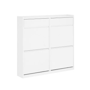 SoBuy Szafka na buty z 4 drzwiami Biały 98x19x95cm Nowoczesny FSR169-W 838146 SoBuy Szafka na buty z 4 drzwiami Biały 98x19x95cm Nowoczesny FSR169-W 838146