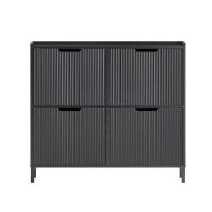 SoBuy Szafka na buty z 4 drzwiami Czarny 100x19x90.5cm FSR177-L-SCH 838208 SoBuy Szafka na buty z 4 drzwiami Czarny 100x19x90.5cm FSR177-L-SCH 838208