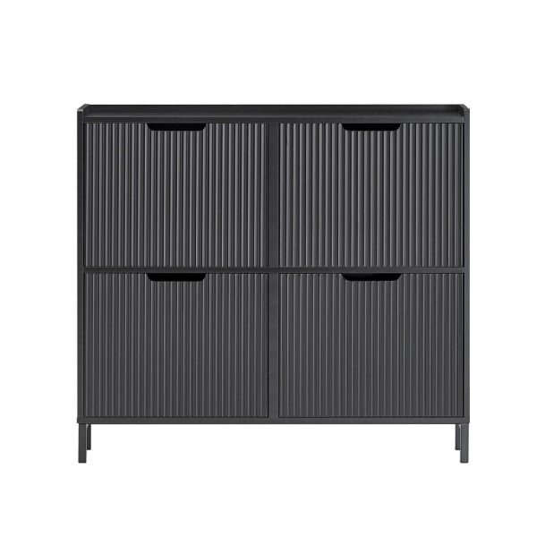 SoBuy Szafka na buty z 4 drzwiami Czarny 100x19x90.5cm FSR177-L-SCH 838208