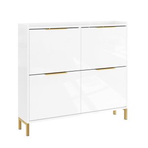 SoBuy Szafka na buty z 4 drzwiczkami Biały 100x19x90cm Nordycki FSR206-GW 838154 SoBuy Szafka na buty z 4 drzwiczkami Biały 100x19x90cm Nordycki FSR206-GW 838154