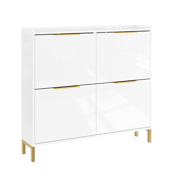 SoBuy Szafka na buty z 4 drzwiczkami Biały 100x19x90cm Nordycki FSR206-GW 838154