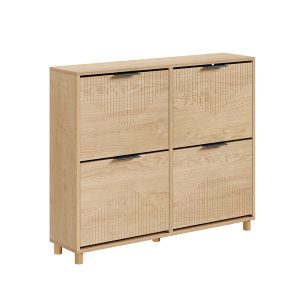 SoBuy Szafka na buty z 4 klapkami Jasny dąb 100x24x83cm FSR214-N 988536