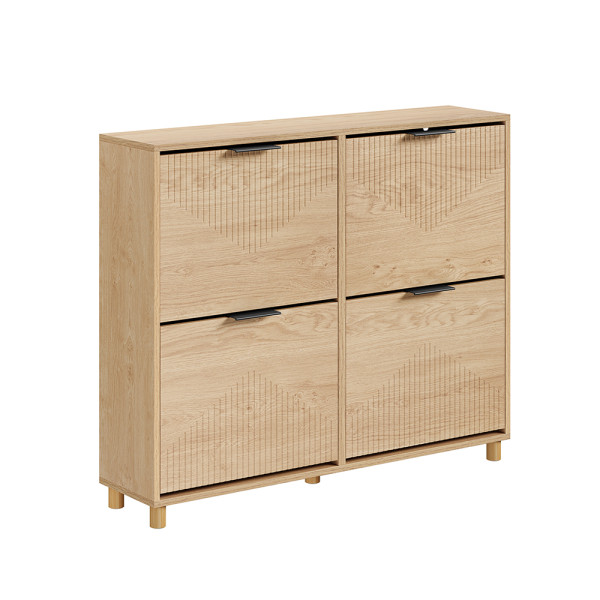 SoBuy Szafka na buty z 4 klapkami Jasny dąb 100x24x83cm FSR214-N 988536