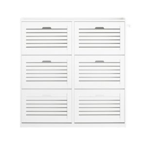 SoBuy Szafka na buty z 6 drzwiami Biały 109x30x112.5cm Nowoczesny FSR145-W 837496