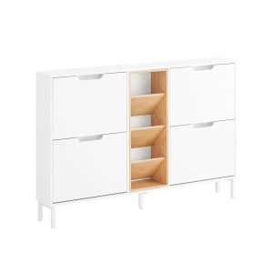 SoBuy Szafka na buty z czterema drzwiczkami 126x19x85.5cm FSR183-NW 809615