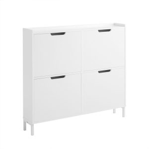 SoBuy Szafka na buty z czterema drzwiczkami Biały 100x19x90.5cm FSR100-W 816032