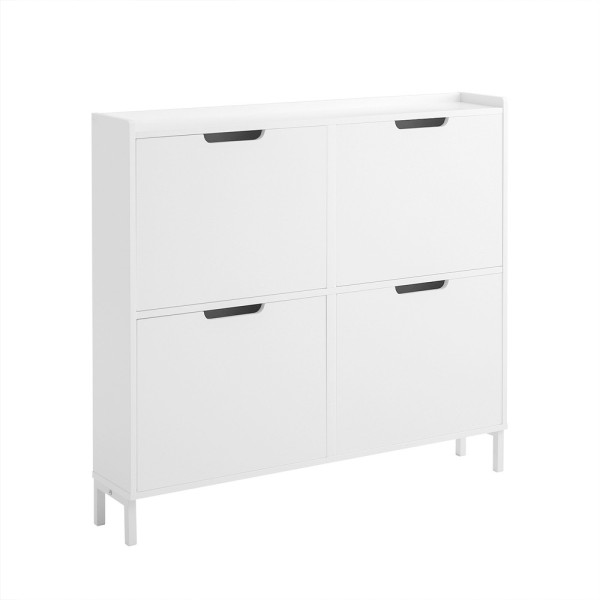 SoBuy Szafka na buty z czterema drzwiczkami Biały 100x19x90.5cm FSR100-W 816032