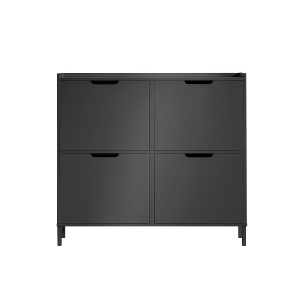 SoBuy Szafka na buty z czterema drzwiczkami Czarny 100x19x90.5cm FSR100-SCH 809611