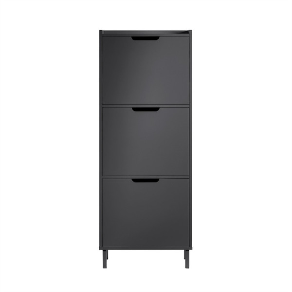 SoBuy Szafka na buty z czterema drzwiczkami Czarny Nowoczesny FSR151-H-SCH 837487