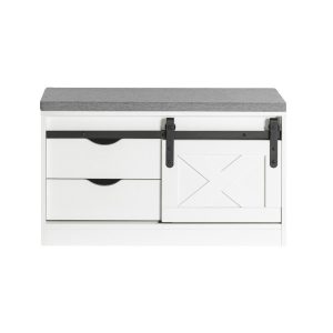SoBuy Szafka na buty z dwiema szufladami Biały 80x30x49cm FSR153-W 896446 SoBuy Szafka na buty z dwiema szufladami Biały 80x30x49cm FSR153-W 896446