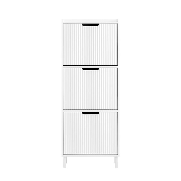 SoBuy Szafka na buty z trzema drzwiczkami Biały 50.5x19x129.5cm FSR177-H-W 838189
