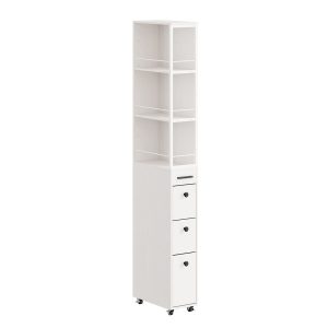 SoBuy Szafka narożna z 4 szufladami na kółkach Biały 40x20x170cm NSR13-WG 1073340 SoBuy Szafka narożna z 4 szufladami na kółkach Biały 40x20x170cm NSR13-WG 1073340