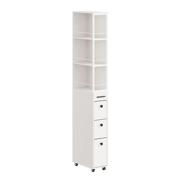 SoBuy Szafka narożna z 4 szufladami na kółkach Biały 40x20x170cm NSR13-WG 1073340