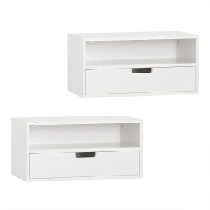 SoBuy Szafka nocna wisząca z 2 szufladami Biały 45x25x22cm NKD03-WX2 969485 SoBuy Szafka nocna wisząca z 2 szufladami Biały 45x25x22cm NKD03-WX2 969485