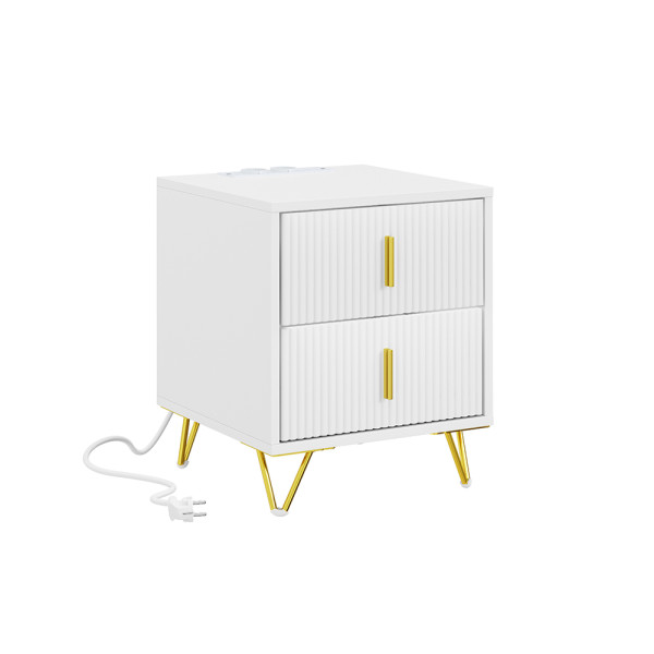 SoBuy Szafka nocna z 2 szufladami Biały 40x36x47cm FBT115-E-W 1038916