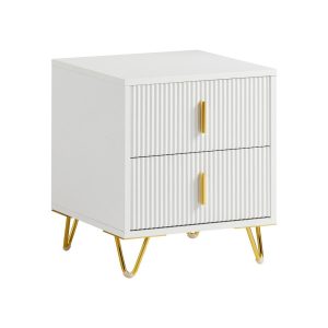 SoBuy Szafka nocna z 2 szufladami Biały 40x40x47cm Nowoczesny FBT115-W 804586 SoBuy Szafka nocna z 2 szufladami Biały 40x40x47cm Nowoczesny FBT115-W 804586