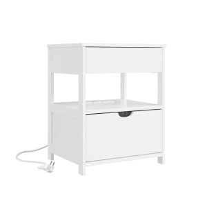 SoBuy Szafka nocna z 2 szufladami Biały 45x38x55,5cm FRG258-II-E-W 1073292 SoBuy Szafka nocna z 2 szufladami Biały 45x38x55,5cm FRG258-II-E-W 1073292