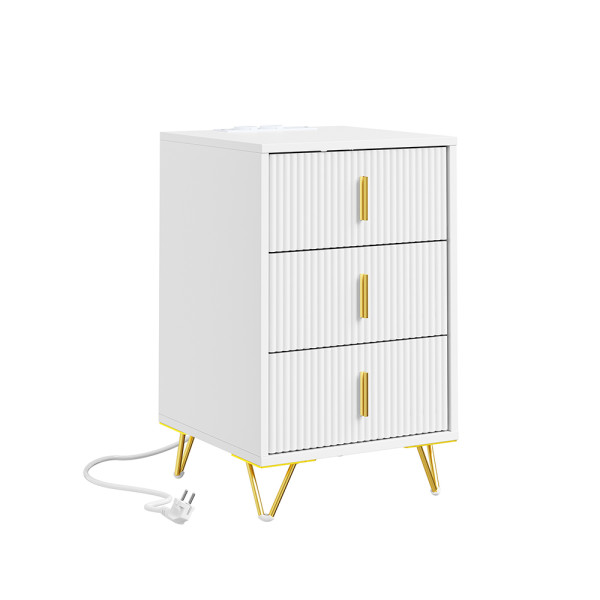 SoBuy Szafka nocna z 3 szufladami Biały 40x36x63cm FBT115-L-E-W 1038920