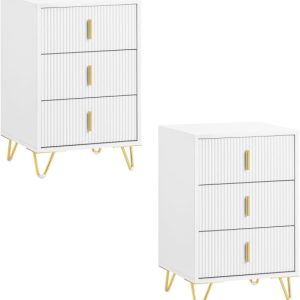 SoBuy Szafka nocna z 3 szufladami Biały 40x36x63cm FBT115-L-Wx2 1073500 SoBuy Szafka nocna z 3 szufladami Biały 40x36x63cm FBT115-L-Wx2 1073500