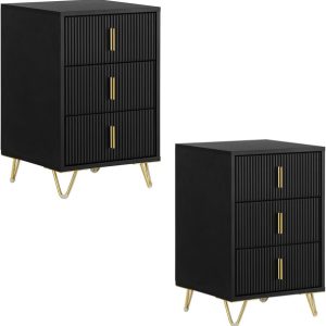 SoBuy Szafka nocna z 3 szufladami Czarny 40x36x63cm FBT115-L-SCHx2 1073291 SoBuy Szafka nocna z 3 szufladami Czarny 40x36x63cm FBT115-L-SCHx2 1073291